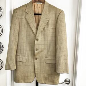 Pal Zileri Mens Pure New Wool Italian Blazer Jacket Sport Coat - Tan, Size 44R